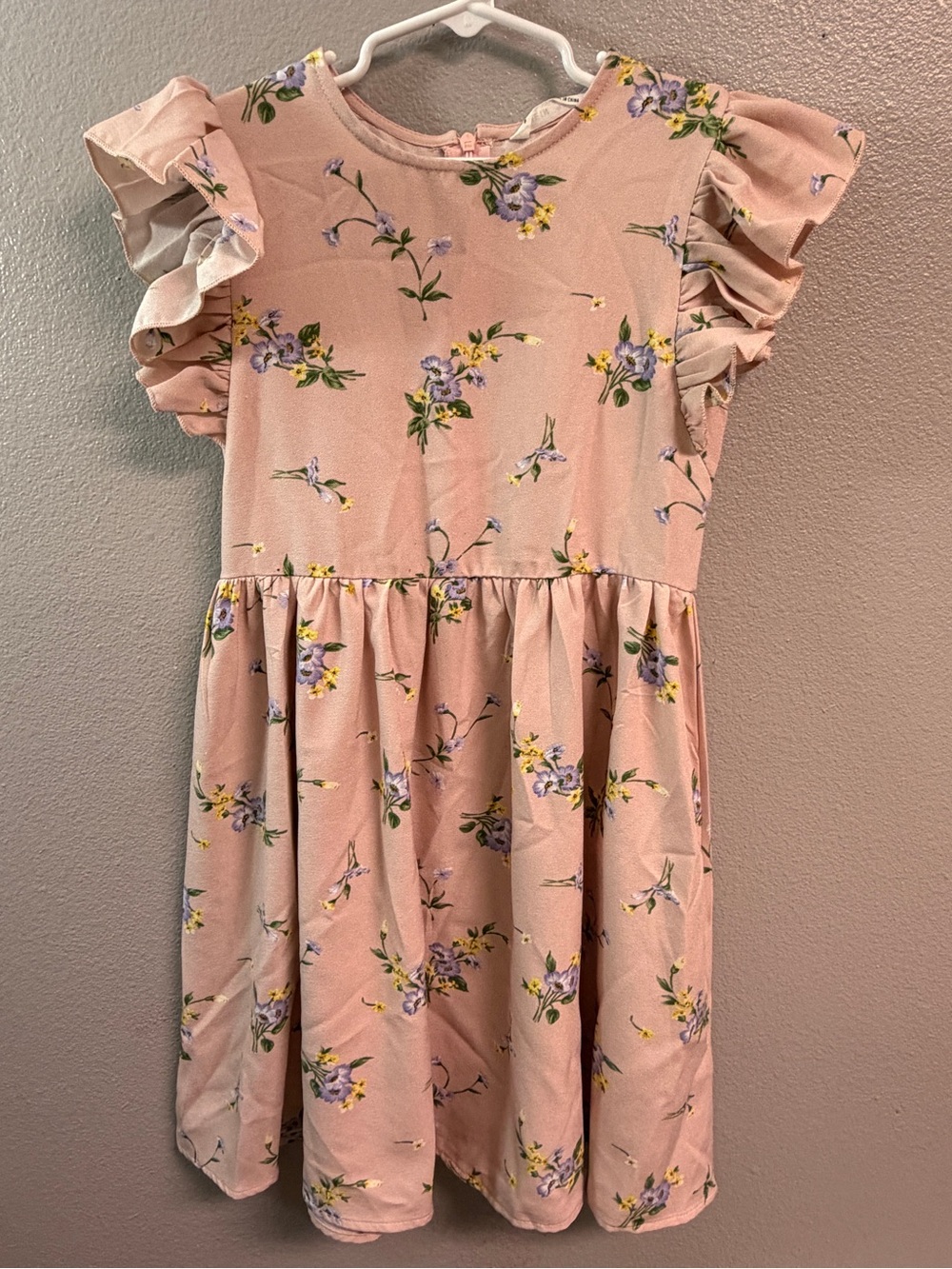 SHEIN Pink Floral Ruffle Sleeve Dress